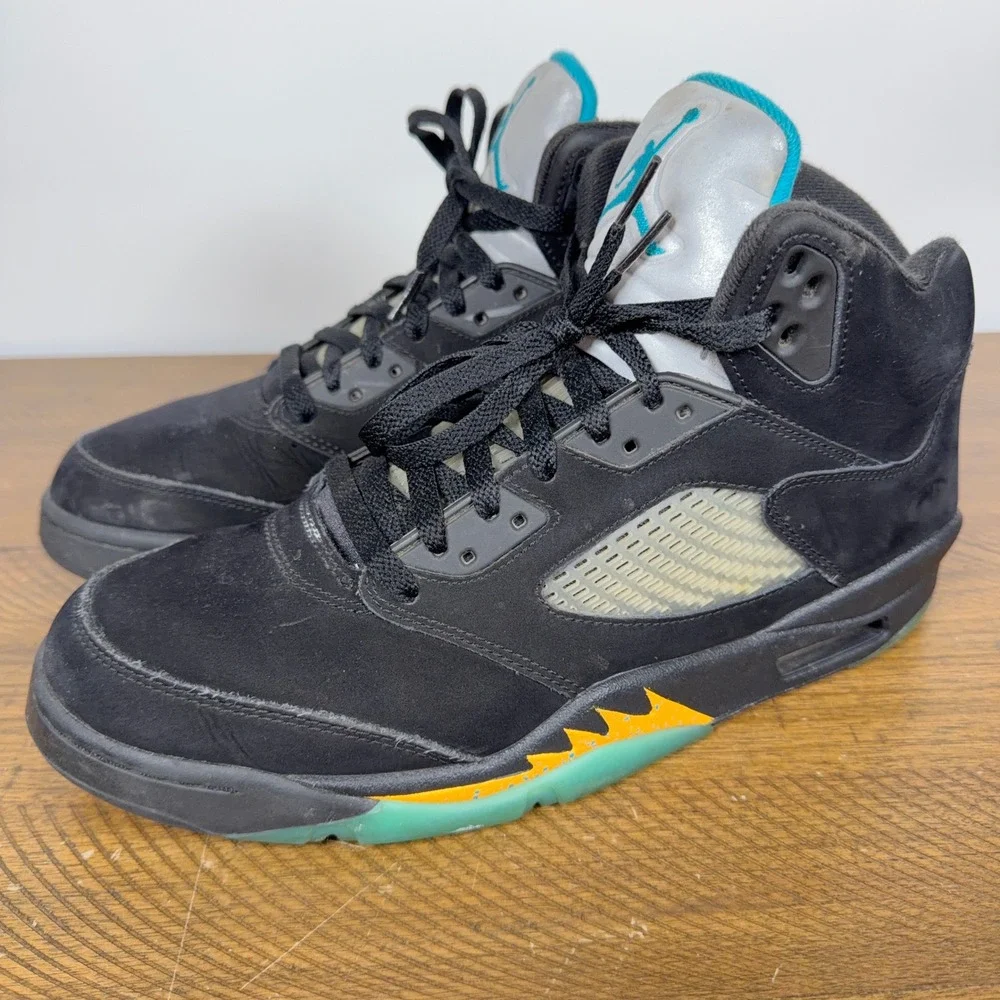 Nike Air Jordan 5 Retro Shoes Mens 11 Black Aqua Basketball Sneakers DD0587-047